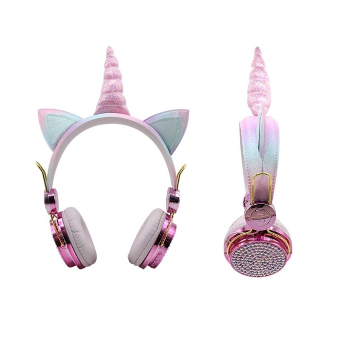 GENERICO - Audífonos alámbricos de Unicornio con diamantes