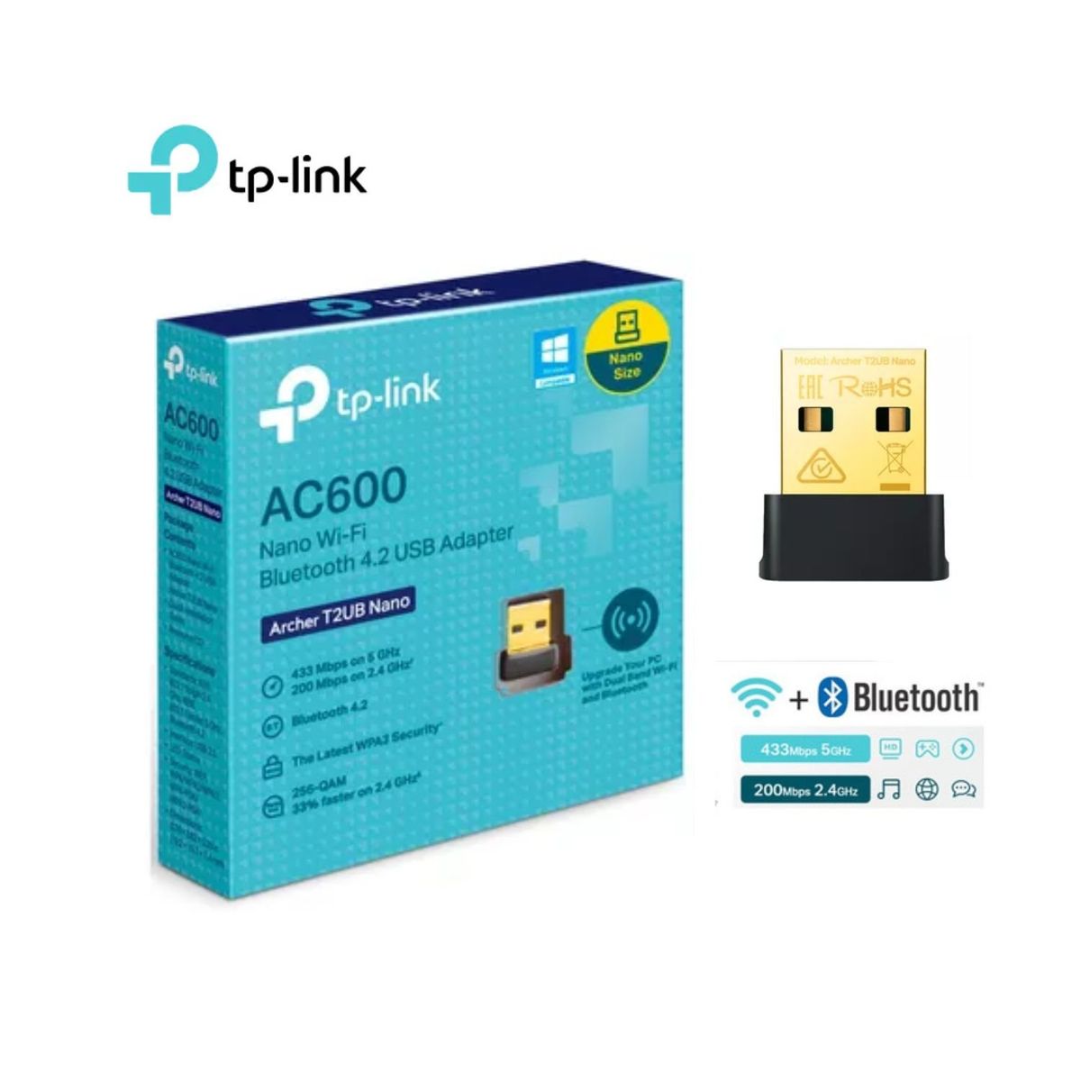TP LINK - Adaptador  TP-Link Archer T2UB Nano Doble Banda AC600 Wifi y Bluetooh