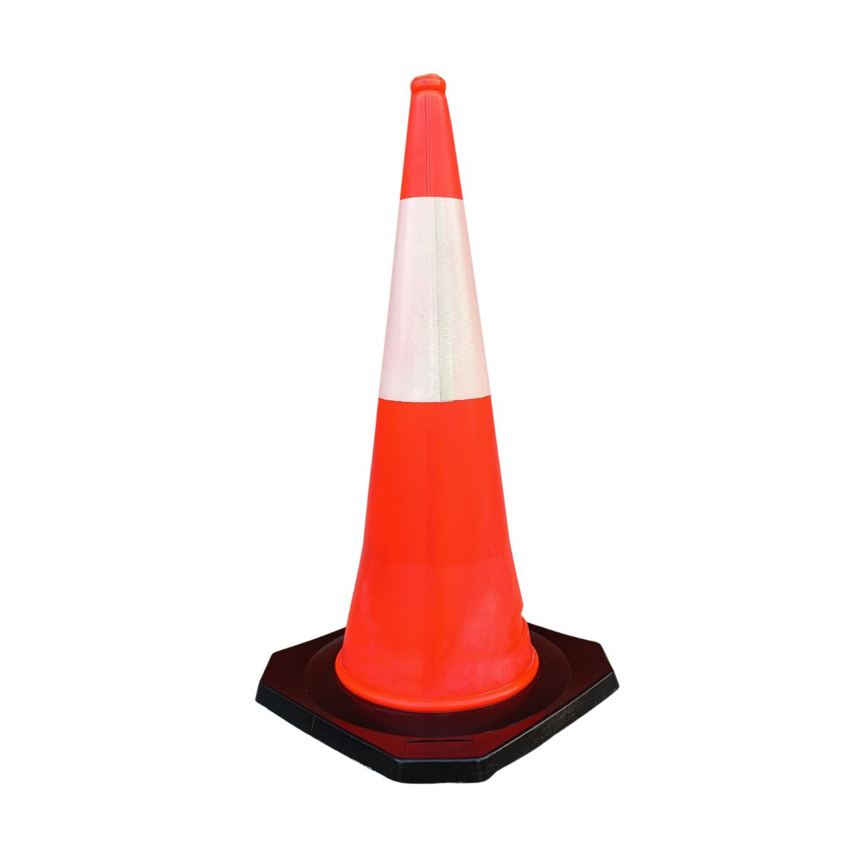 QRUBBER - Cono de tránsito 100cm naranja con base de caucho QRubber