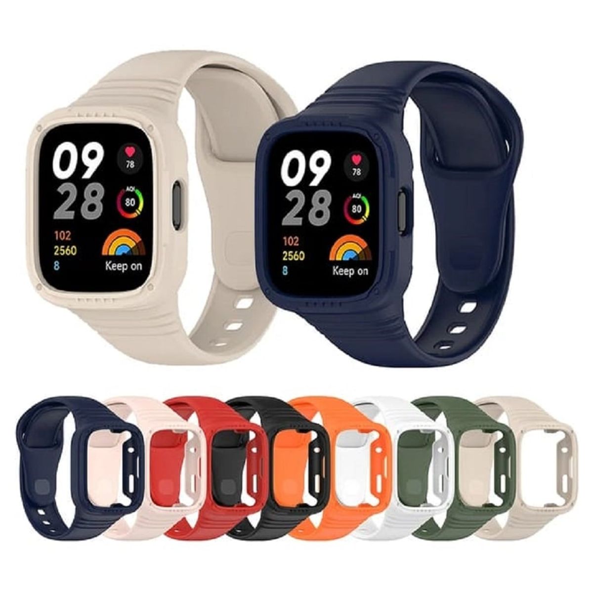 GENERICO - CORREA MAS CASE PARA XIAOMI REDMI WATCH 3 ACTIVE Y LITE - NARANJA