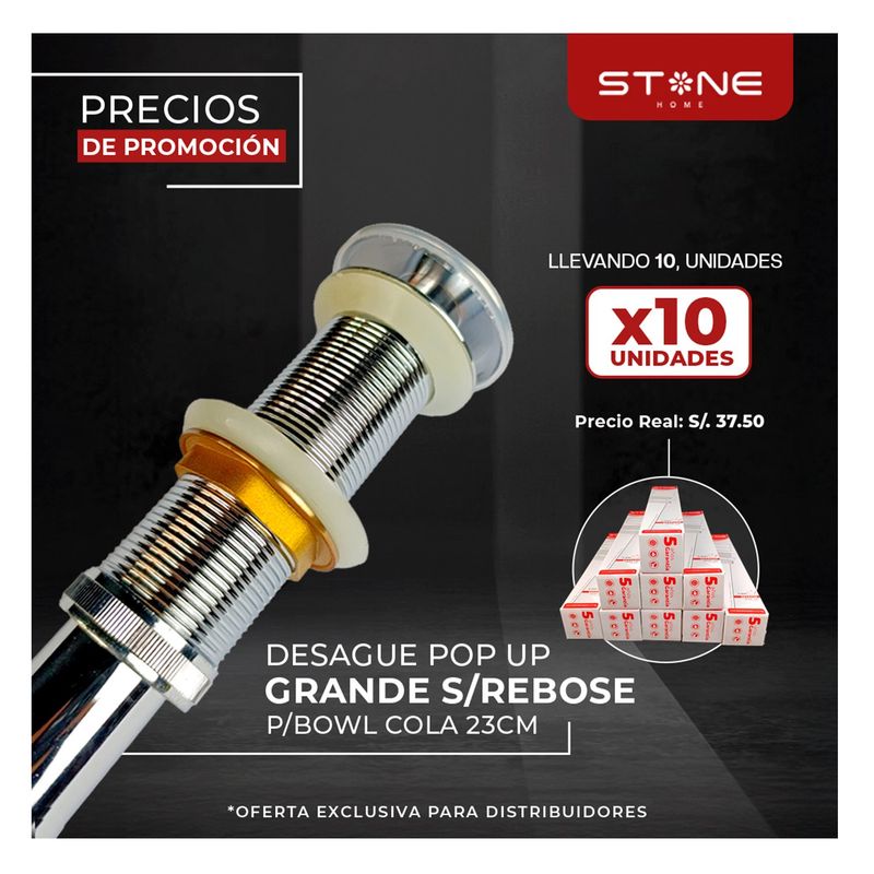 STONE - PACK DE 10 UNIDADES DESAGUE POP UP GRANDE S/ REBOSE PARA BOWL STONE