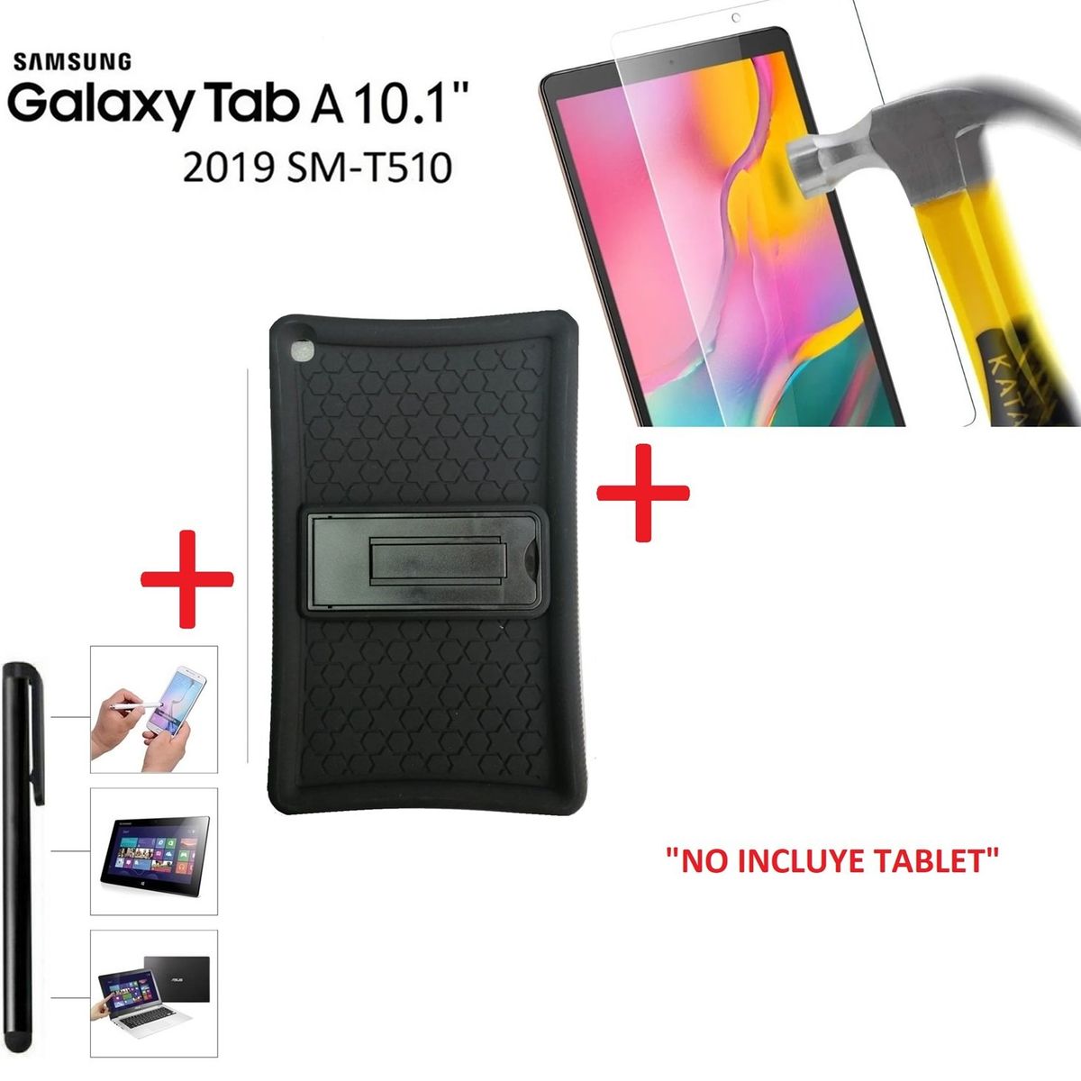 GENERICO - Funda Anti Golpe + Mica Vidrio + Lápiz para Samsung Tab A 10.1 SM-T510.