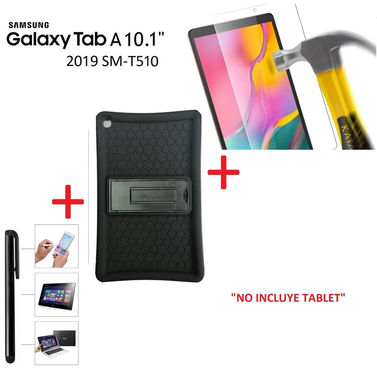 GENERICO - Funda Anti Golpe + Mica Vidrio + Lápiz para Samsung Tab A 10.1 SM-T510.