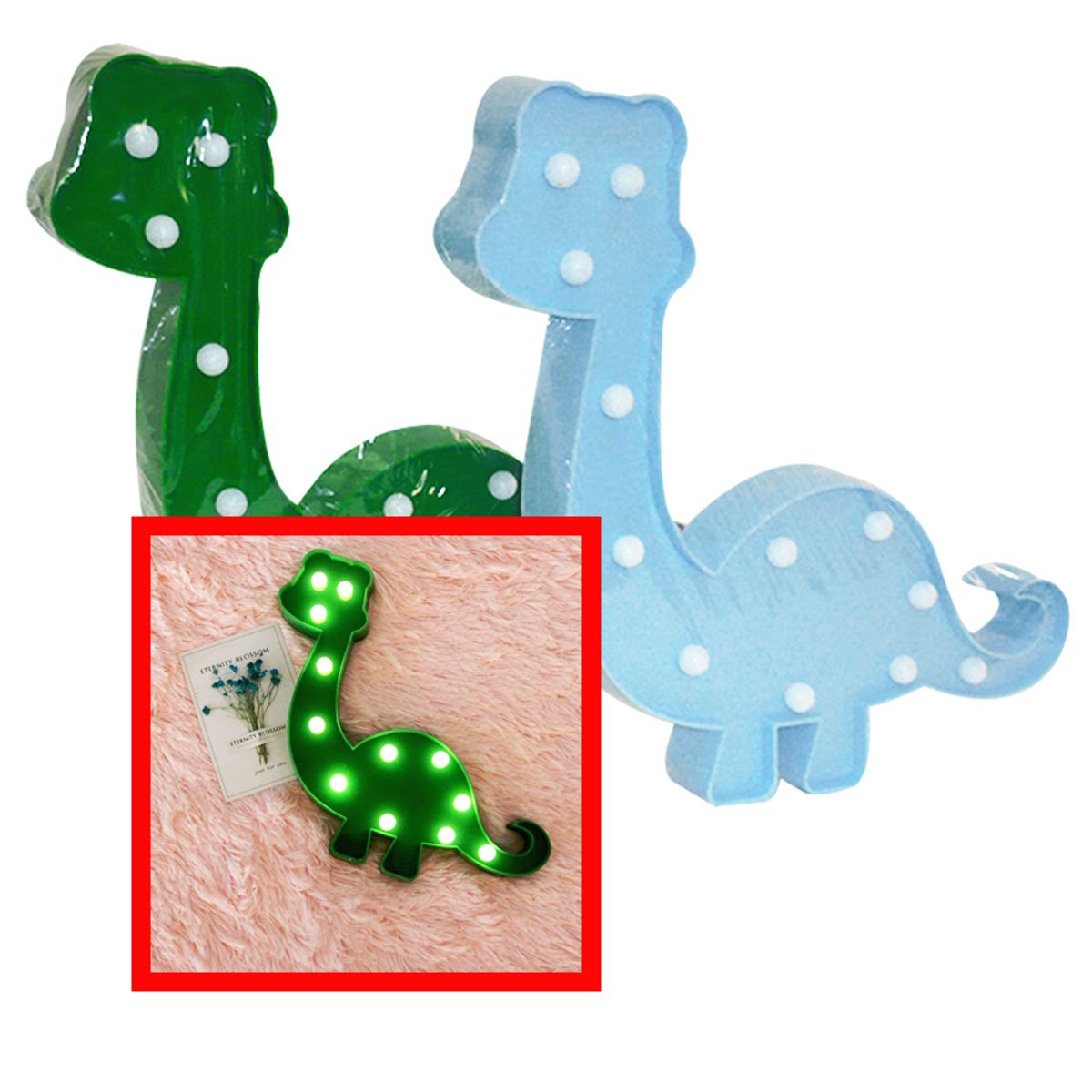 GENERICO - Lámpara Led Forma De Dinosaurio set por 2 unidades