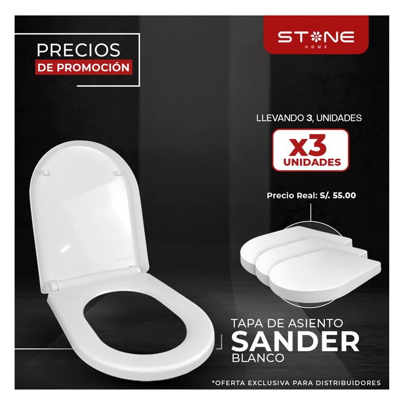 STONE - PACK DE 3 UNIDADES DE TAPA DE ASIENTO BLANCO P - INODORO SANDER STONE
