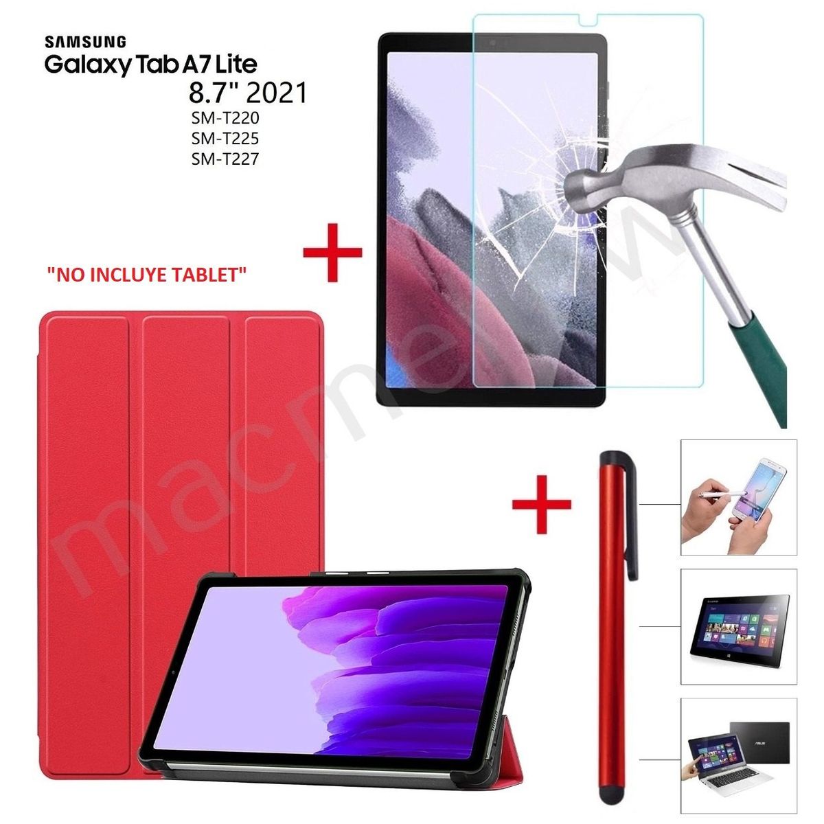 GENERICO - Funda Magnetica + Mica + Lapiz para Samsung Tab A7 Lite 8.7 SM-T220.