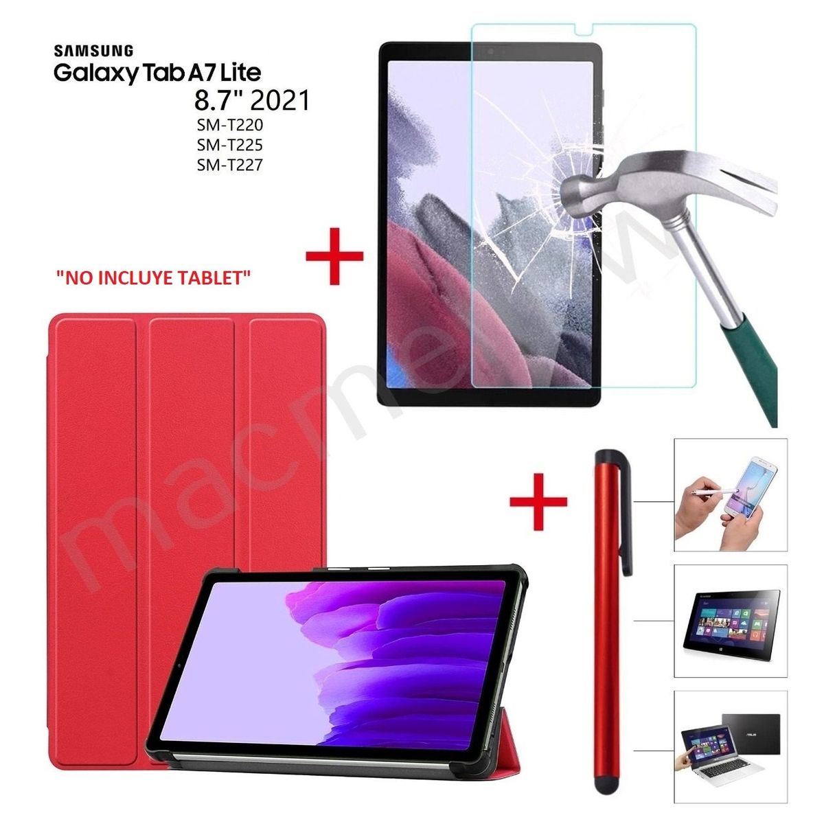 GENERICO - Funda Magnetica + Mica + Lapiz para Samsung Tab A7 Lite 8.7 SM-T220.