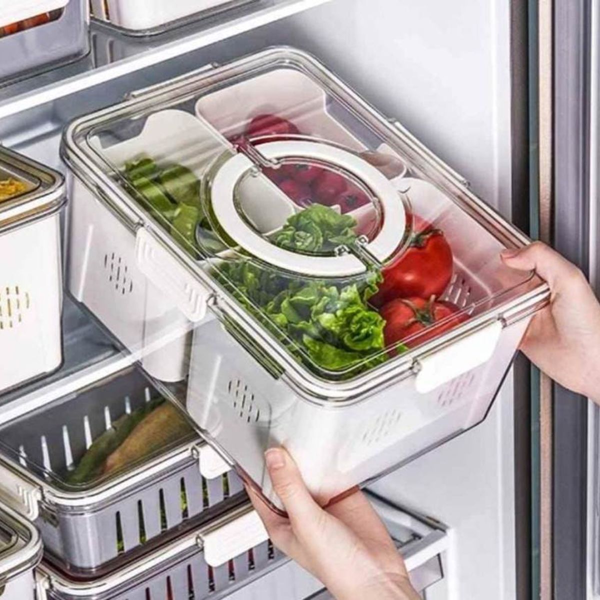 GENERICO - Taper hermético Escurridor GRANDE para Vegetales y Frutas