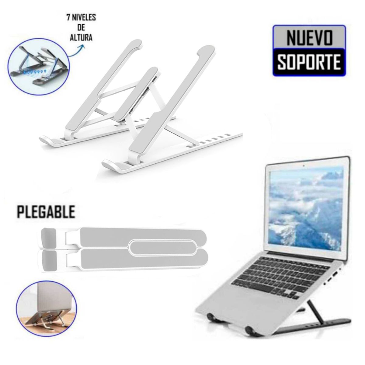 SEISA - Base Laptop Notebook Soporte  Plegable Antideslizante Premium - Blanco