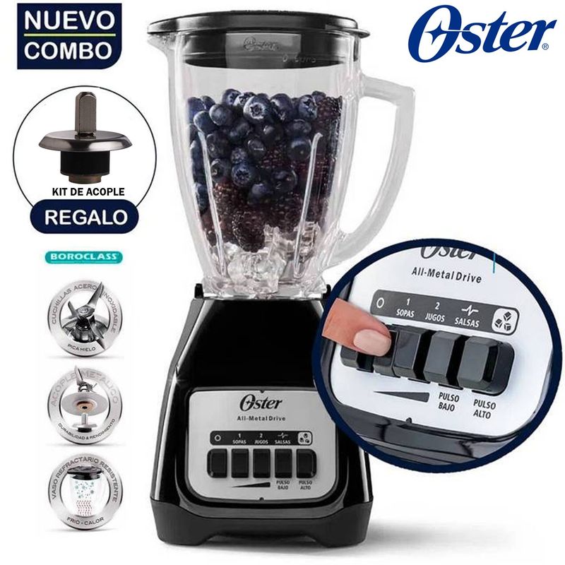 OSTER - Licuadora Oster BLSTKAG-BPB 2V +Pulso 1,25 lt Negro +Kit de Acople