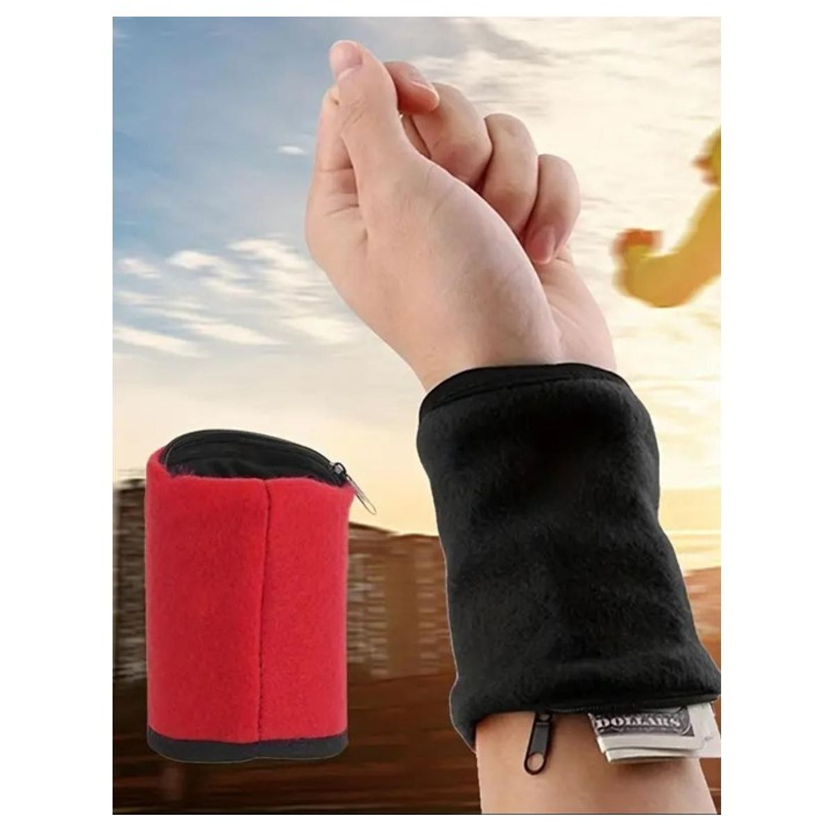 GENERICO - MUÑEQUERA  TARJETERO MONEDERO DEPORTIVO NEGRA/AZUL