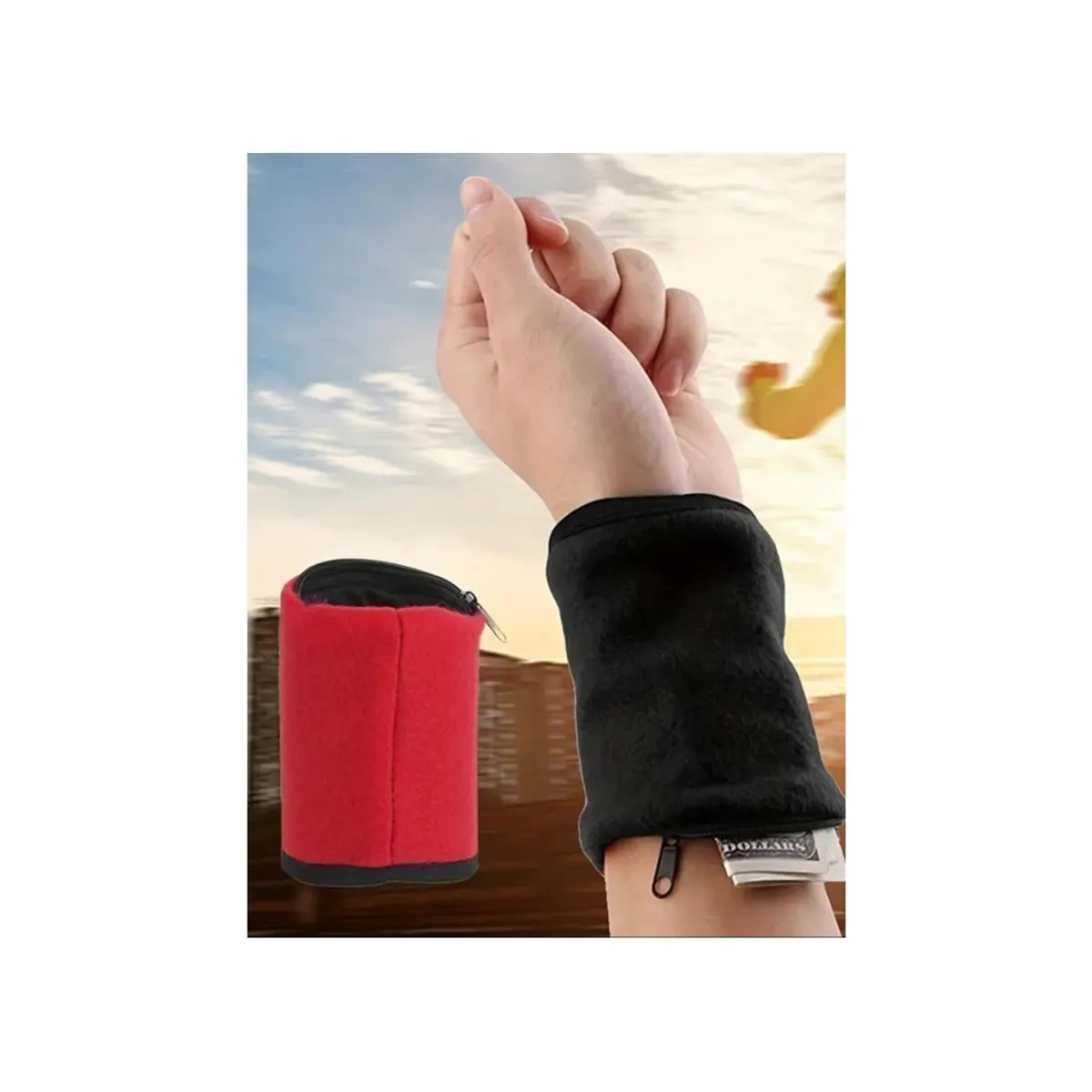 GENERICO - MUÑEQUERA  TARJETERO MONEDERO DEPORTIVO NEGRA/AZUL