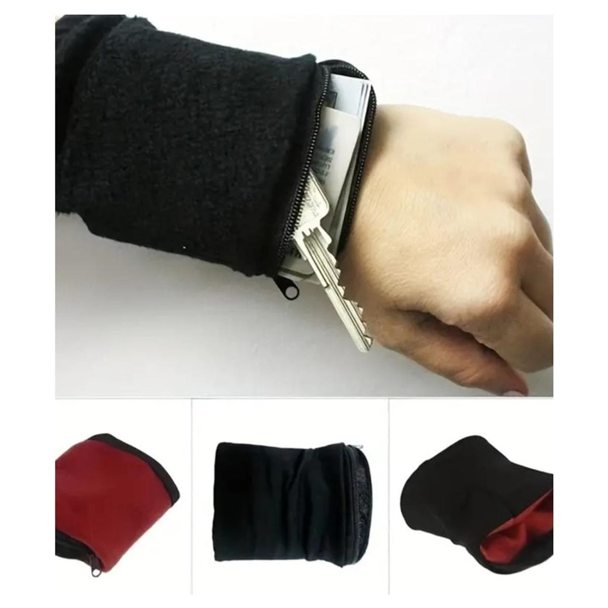 GENERICO - MUÑEQUERA  TARJETERO MONEDERO DEPORTIVO NEGRA/AZUL