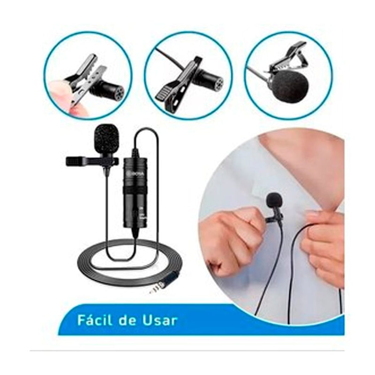 BOYA - Micrófono Condensador Omnidireccional Grabación de Audio Solapero