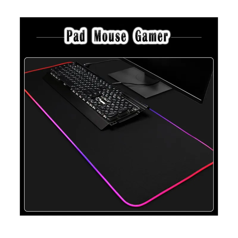 GENERICO - PAD MOUSE GAMER LUCES RGB Tamaño XL 100% caucho natural