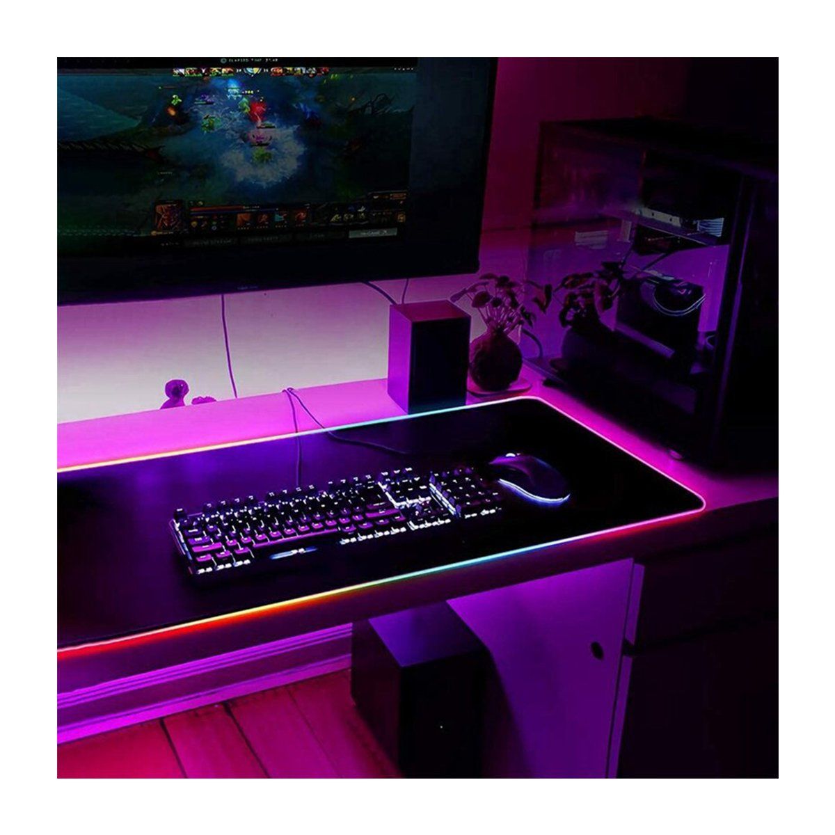 GENERICO - PAD MOUSE GAMER LUCES RGB Tamaño XL 100% caucho natural