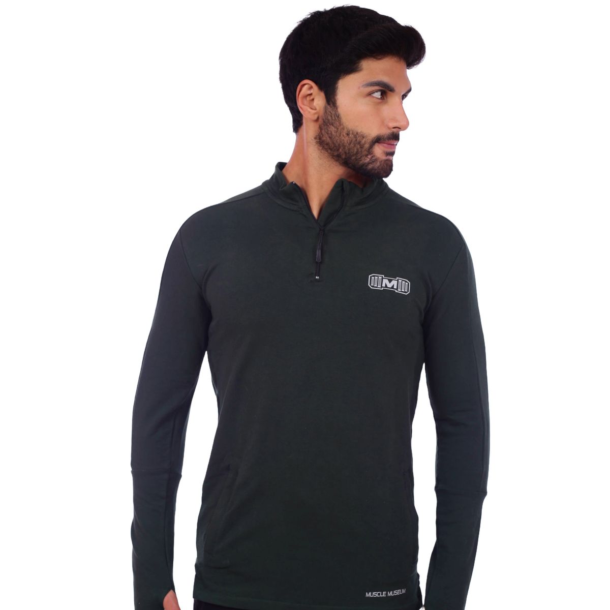 M MUSCLE MUSEUM - Polera Deportiva Slim Fit Color Verde para Hombre