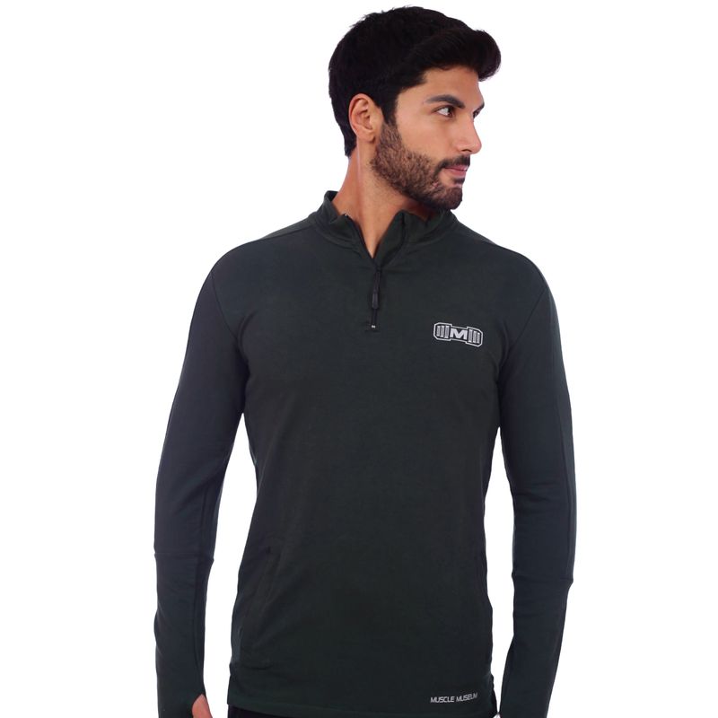 M MUSCLE MUSEUM - Polera Deportiva Slim Fit Color Verde para Hombre