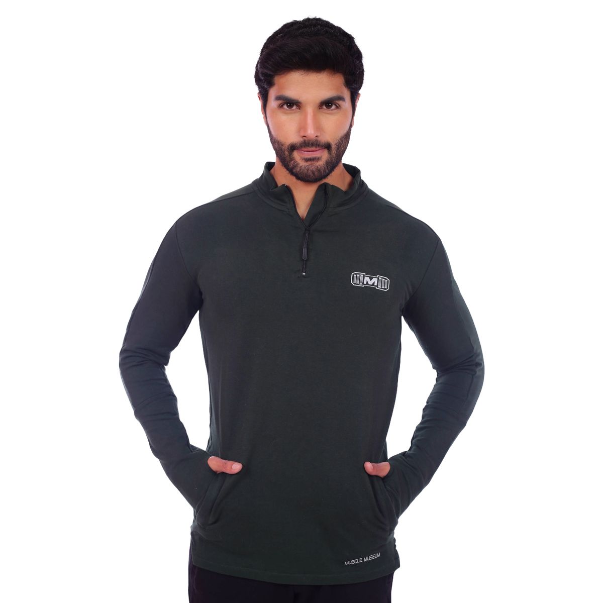 M MUSCLE MUSEUM - Polera Deportiva Slim Fit Color Verde para Hombre
