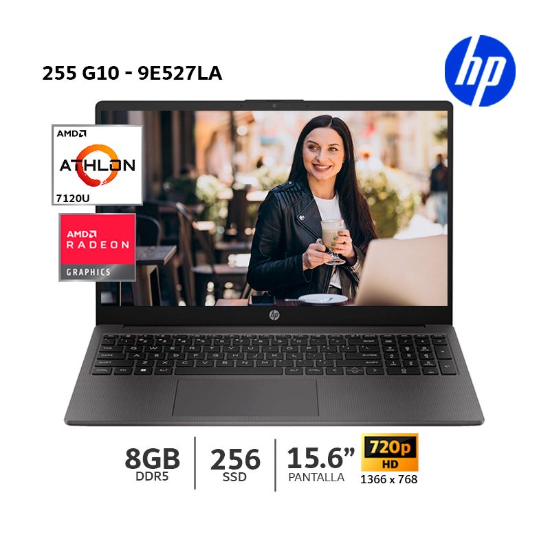 HP - Laptop HP 255 G10 AMD Athlon Silver 7120U-15.6″ HD-8Gb Ram DDR5-256Gb SSD-Windows-9E527LA