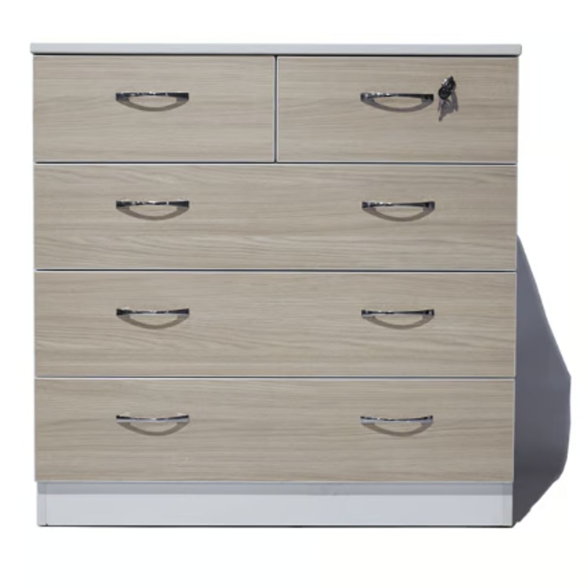 MUEBLES MACRUMO - Cómoda 90cm - 5 Cajones Arena con cajón con seguro - Armado