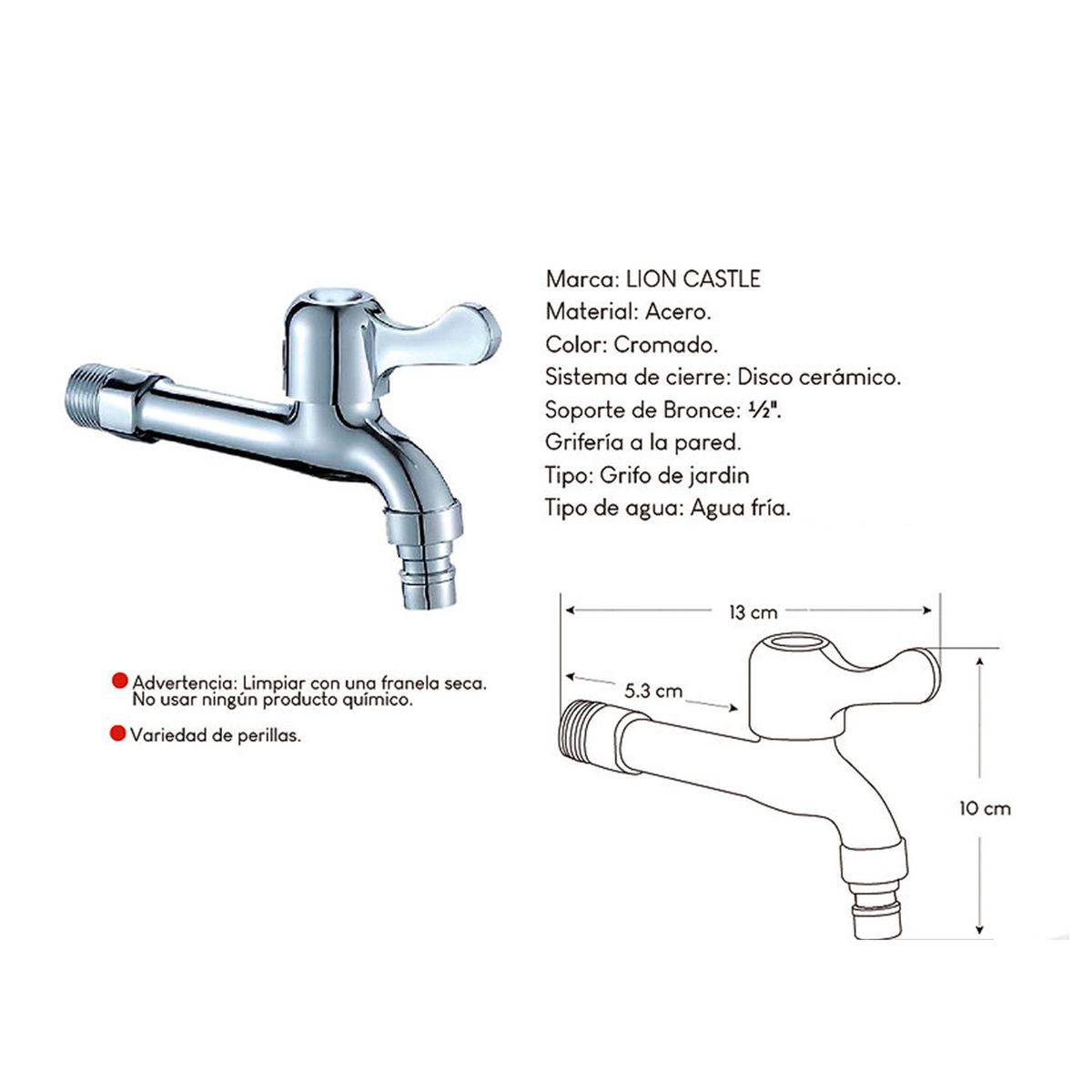 GENERICO - Grifería para  Lavandería Agua fría en  Acero Cromado