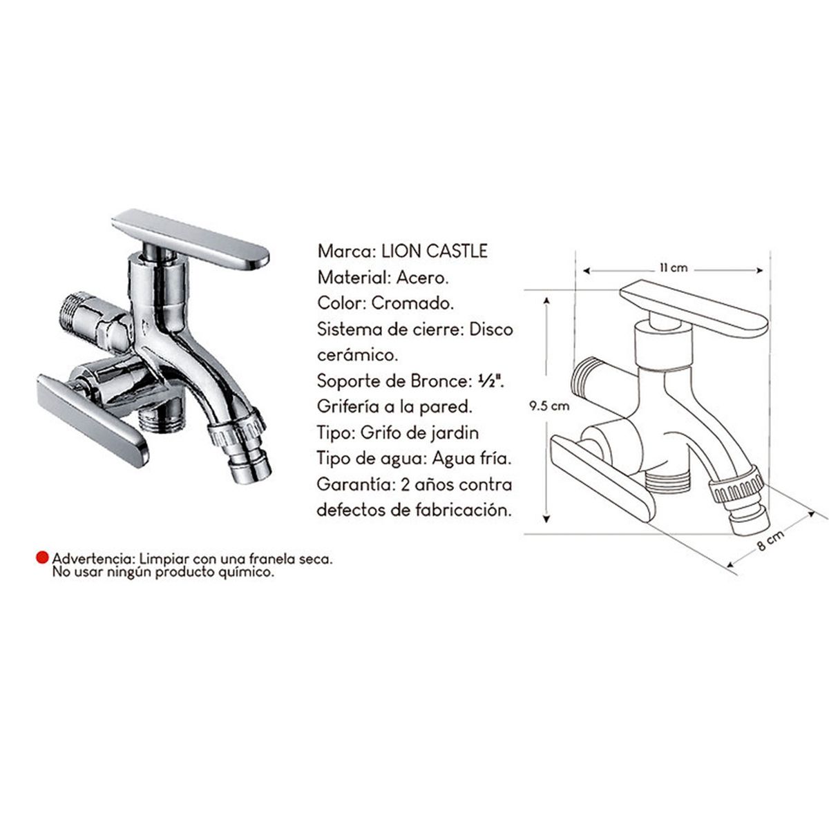 GENERICO - Grifería para  Lavandería Agua fría en  Acero Cromado