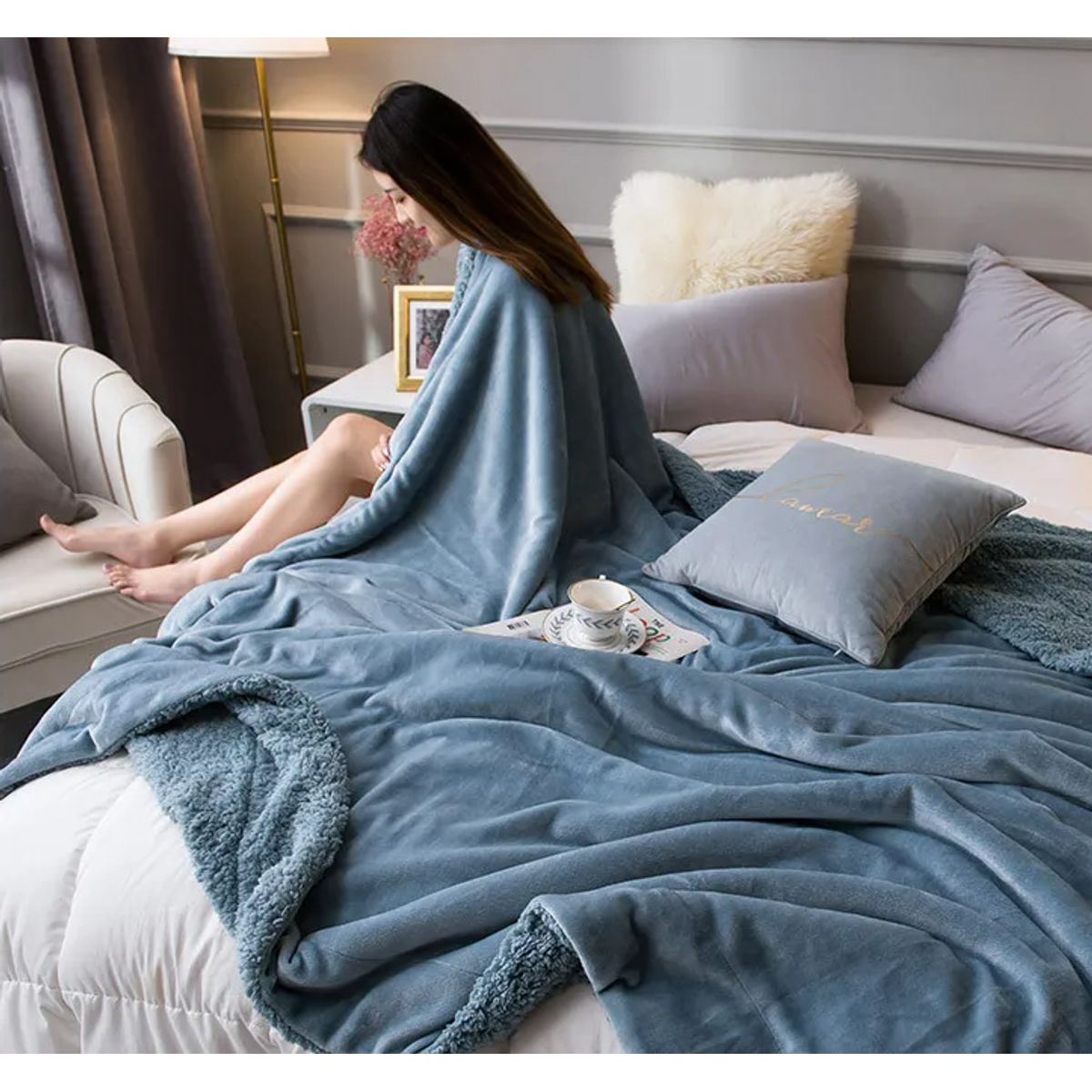 GENERICO - COLCHA DE PIEL DE ANGEL CON CARNERO