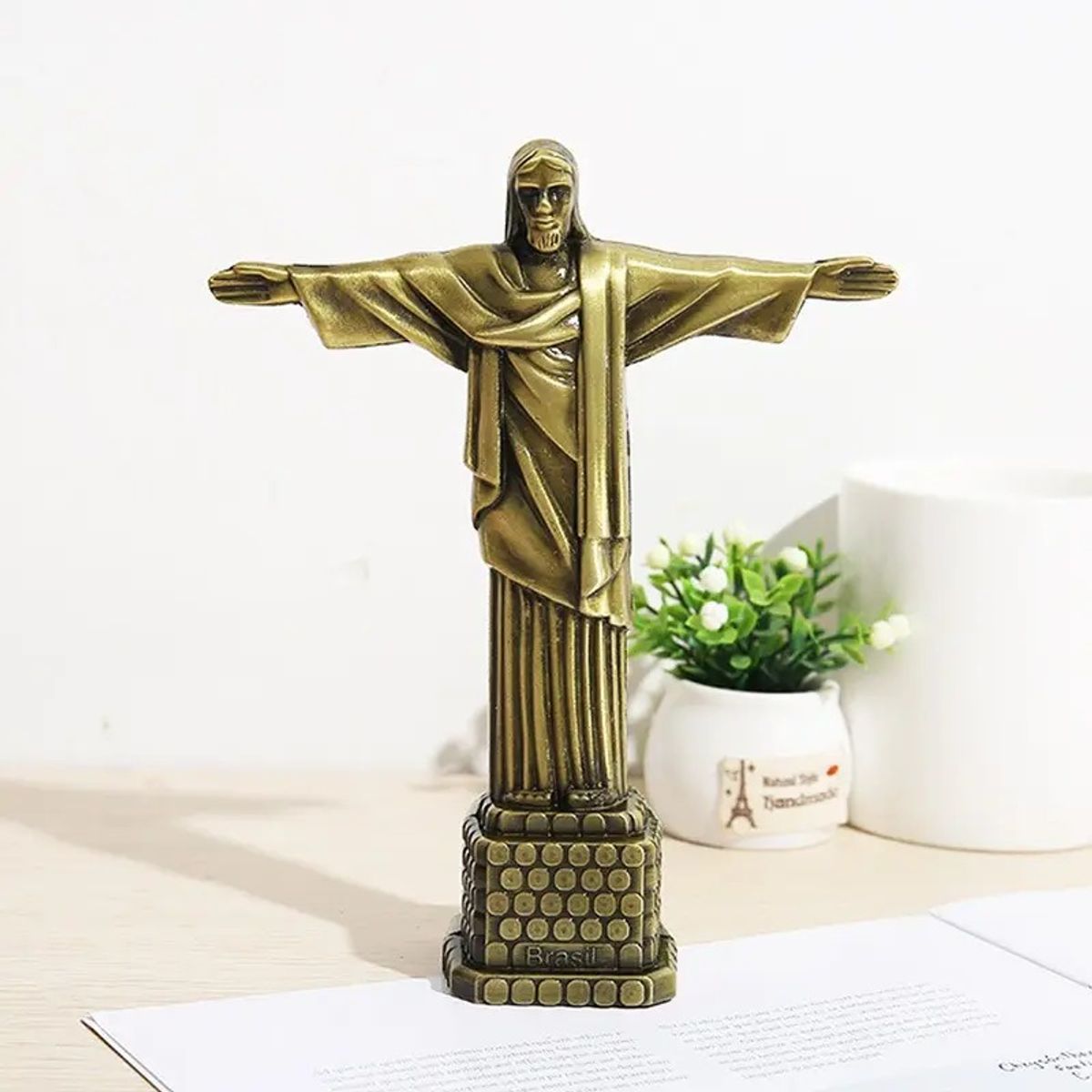 GENERICO - Estatuilla adorno en metal Cristo Redentor Brasil
