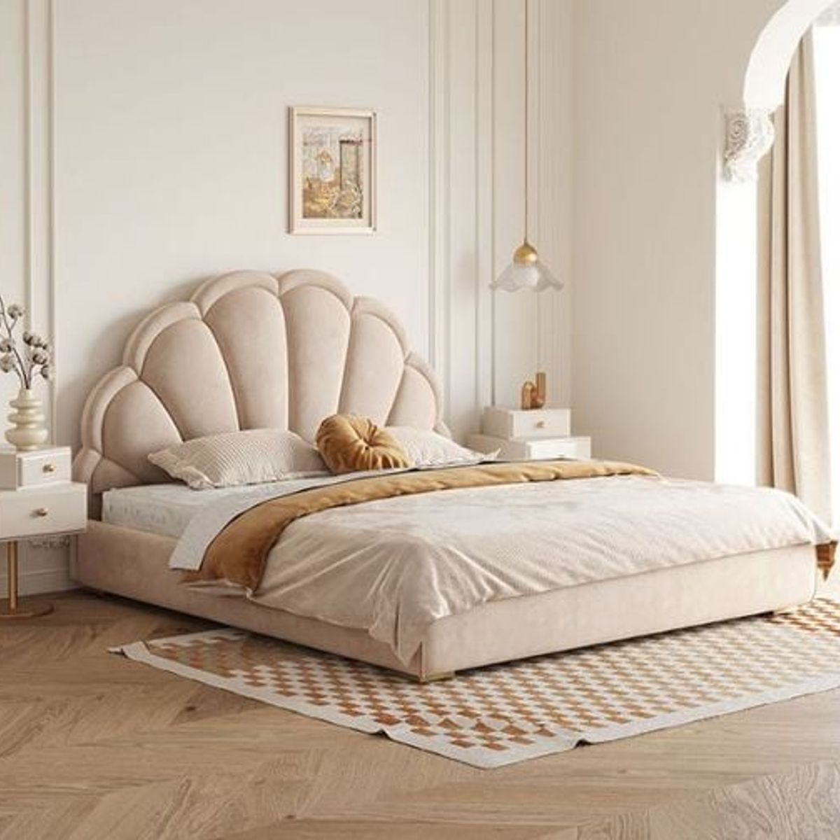 GENERICO - Cama Box Tarima + Cabecera Rosal Beige  King