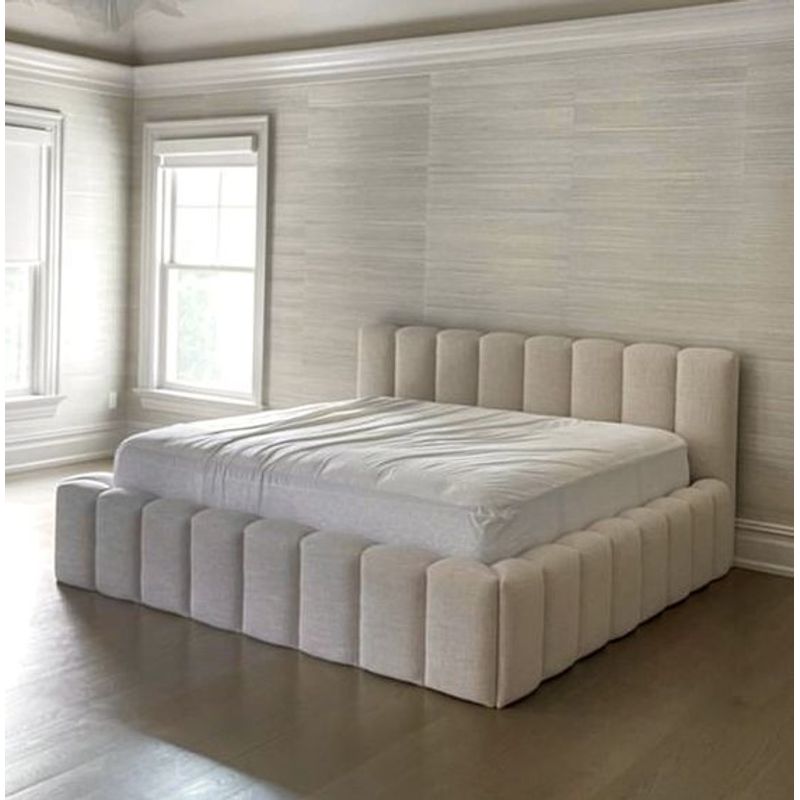 GENERICO - Cama Box Tarima + Cabecera Milo Beige  Queen