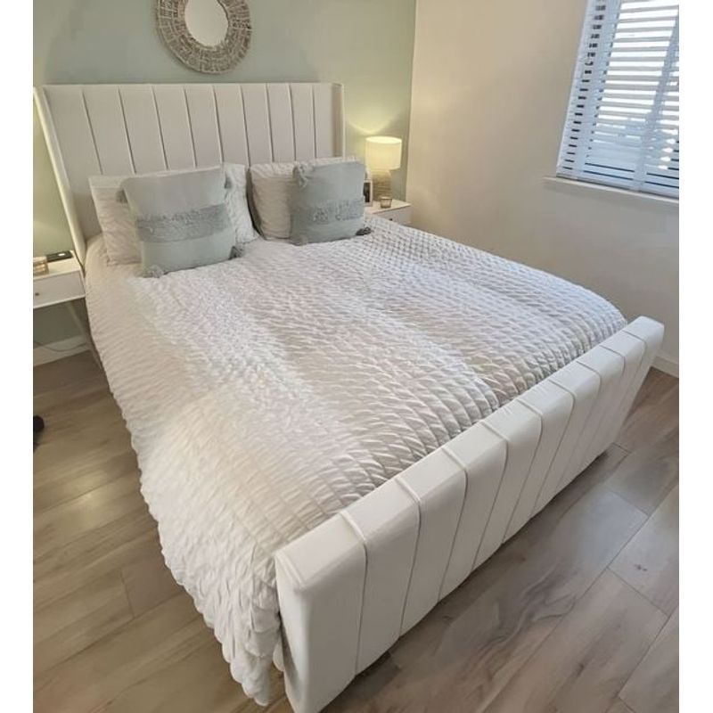 GENERICO - Cama Box Tarima + Cabecera Bed  Beige  2 plazas