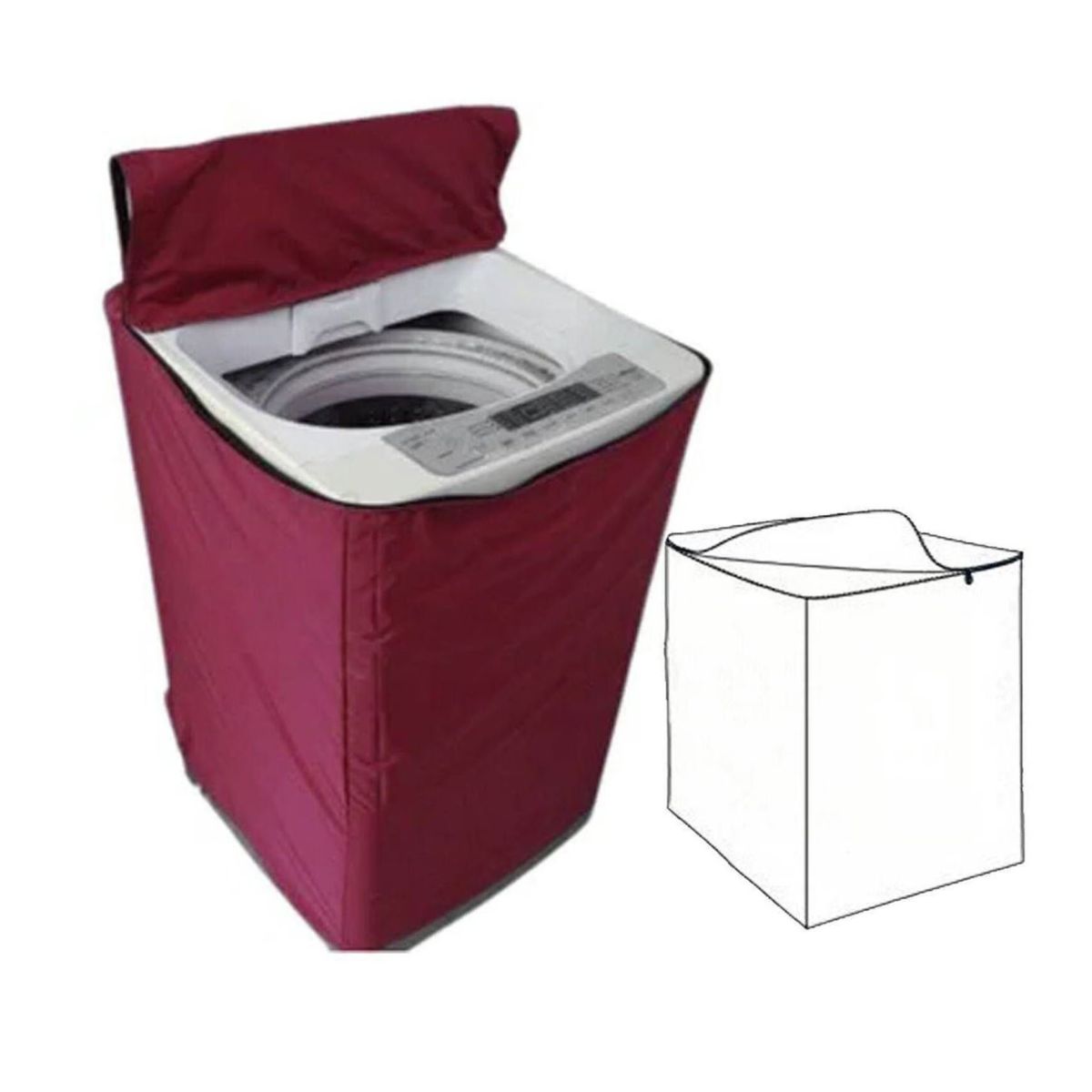 GENERICO - Funda Impermeable para Lavadora 16-22 Kg Guinda