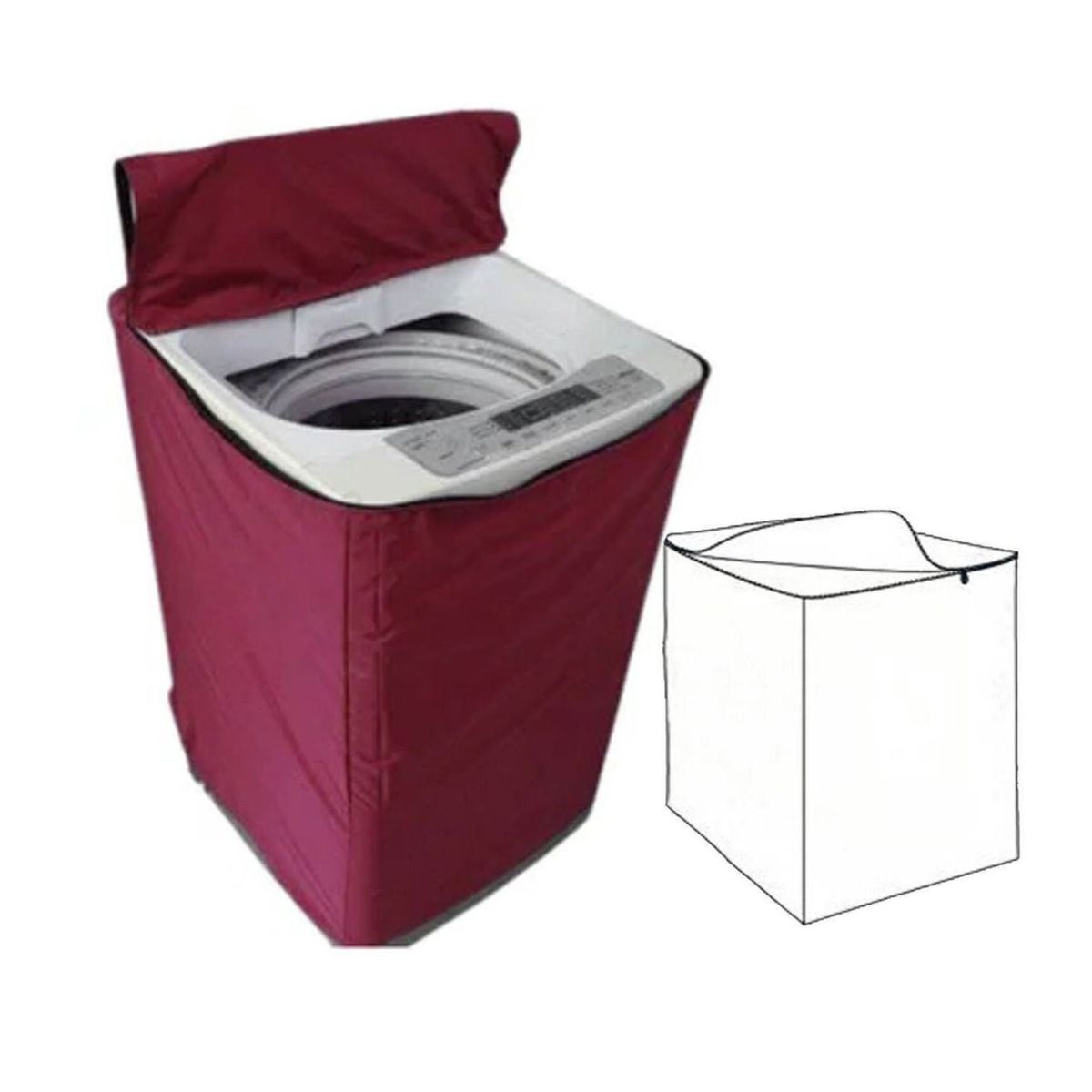 GENERICO - Funda Impermeable para Lavadora 16-22 Kg Guinda