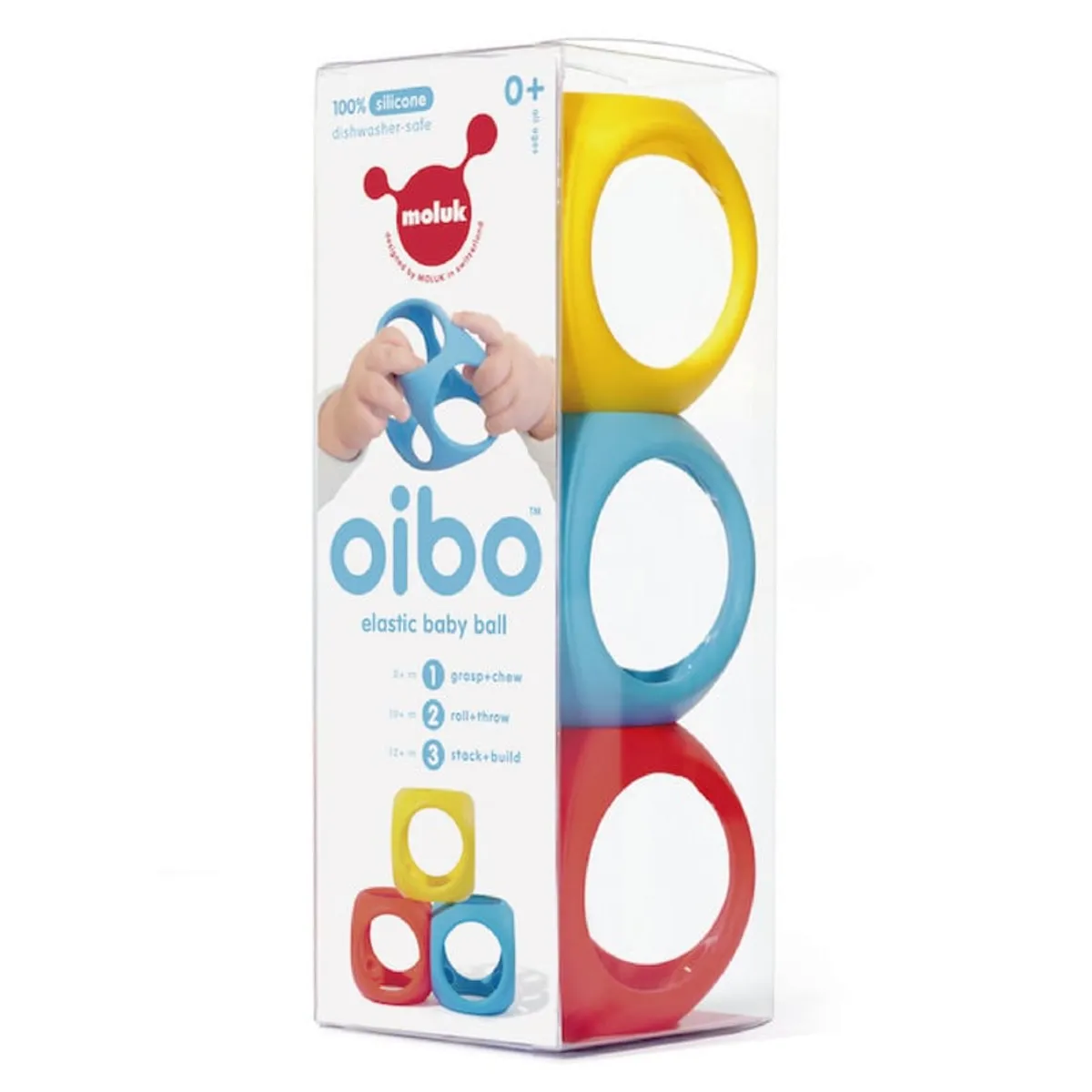 MOLUK - Juguete flexible Moluk Oibo Colores primarios 3 unidades