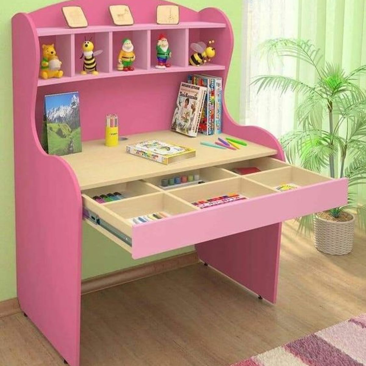 GENERICO - ESCRITORIO PINK - LA CASA DEL MUEBLERO - ROSADO CON MANZANO