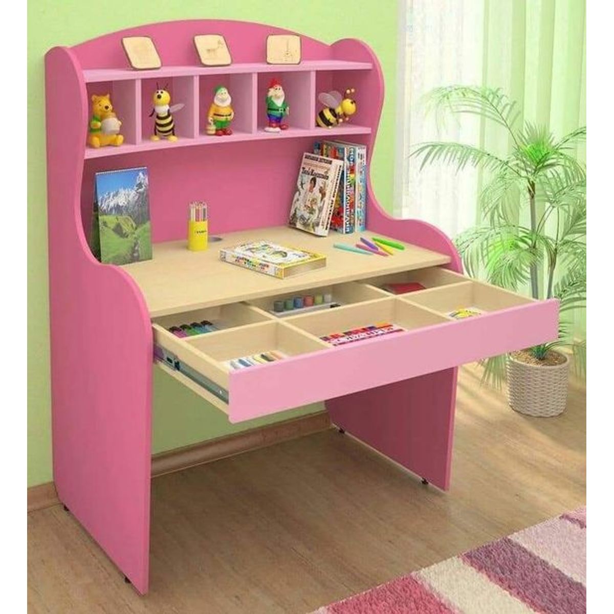 GENERICO - ESCRITORIO PINK - LA CASA DEL MUEBLERO - ROSADO CON MANZANO