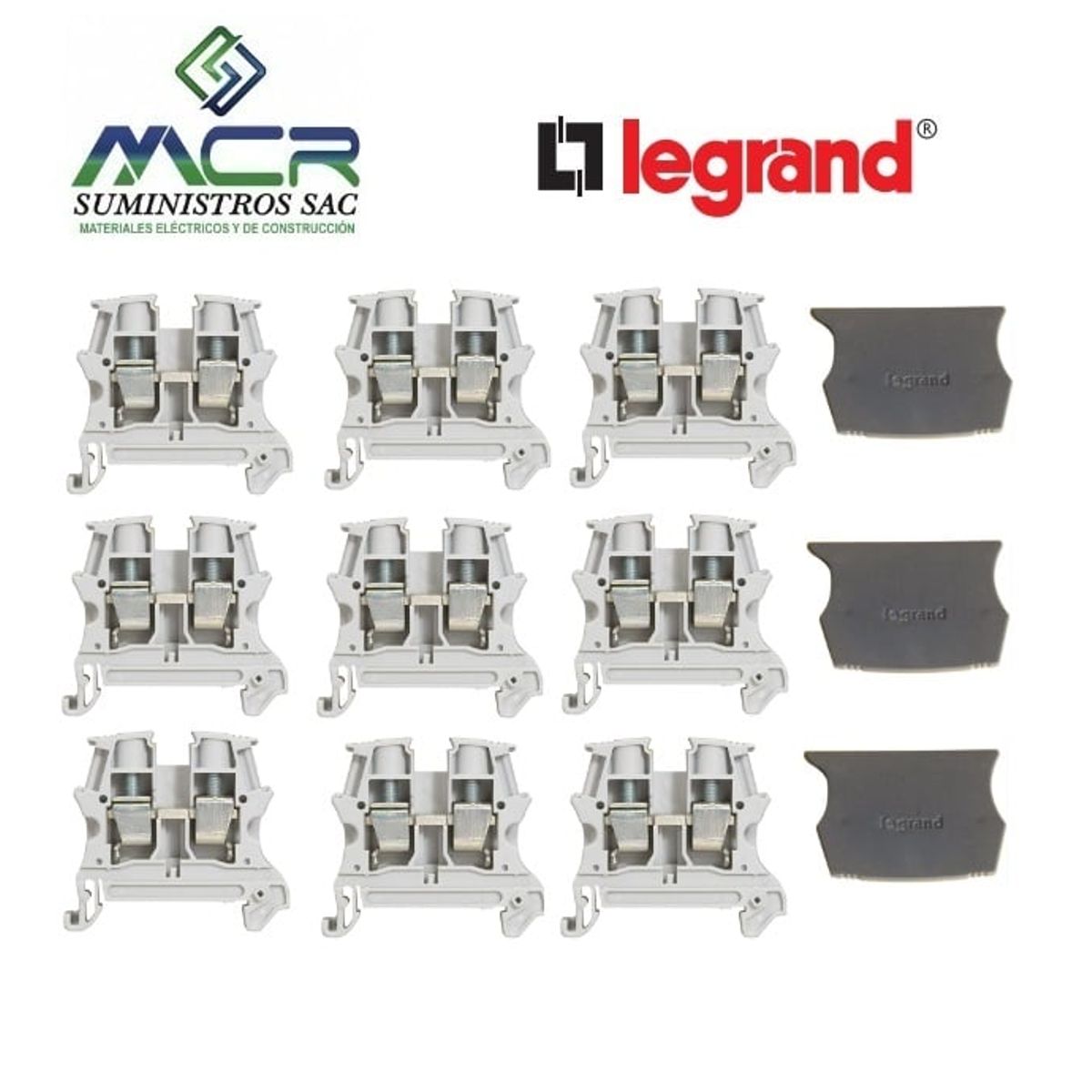 LEGRAND - BORNERA PARA RIEL DIN DE 10MM UNIVERSAL LEGRAND 6UND +3 TAPAS LEGRAND