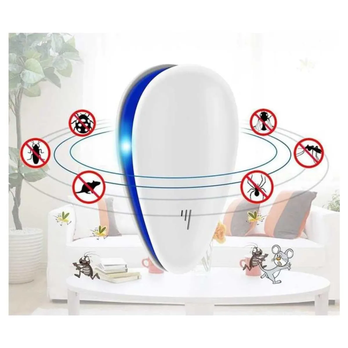 GENERICO - Repelente Zancudos Mosquitos Luz Ultravioleta Ultrasónico Blanco