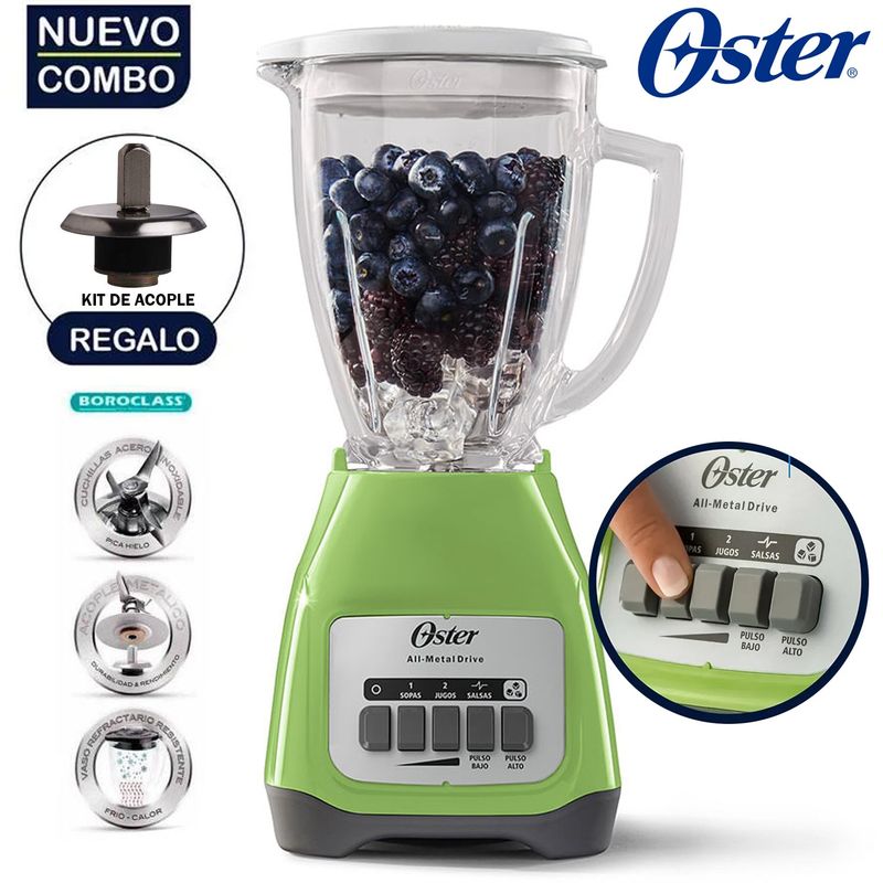 OSTER - Licuadora Oster BLSTKAG-KPB 2V +Pulso 1,25 lt Verde +Kit de Acople