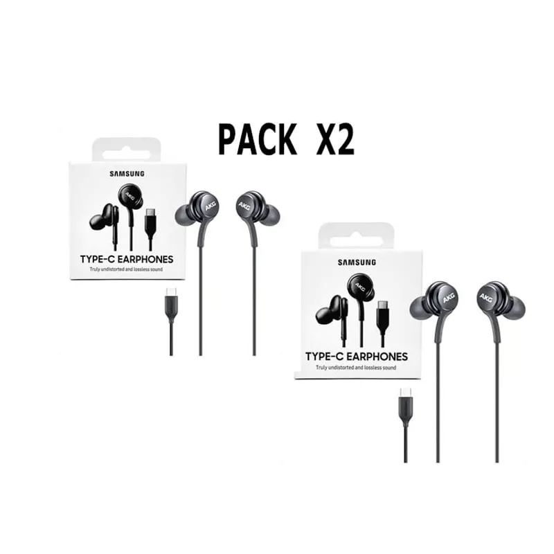 SAMSUNG - Pack X2 Audifonos Tipo C Negros AKG Samsung Original