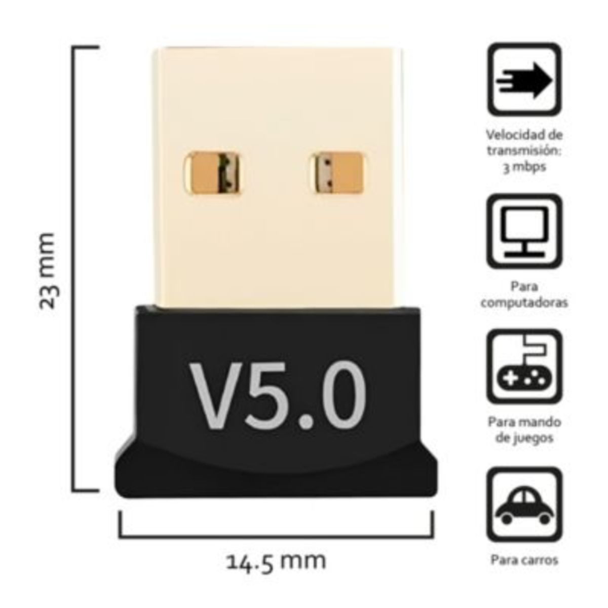 DONGCHENG - Adaptador Bluetooth V 5.0 Dongle Pc Laptop Inalambrico Usb