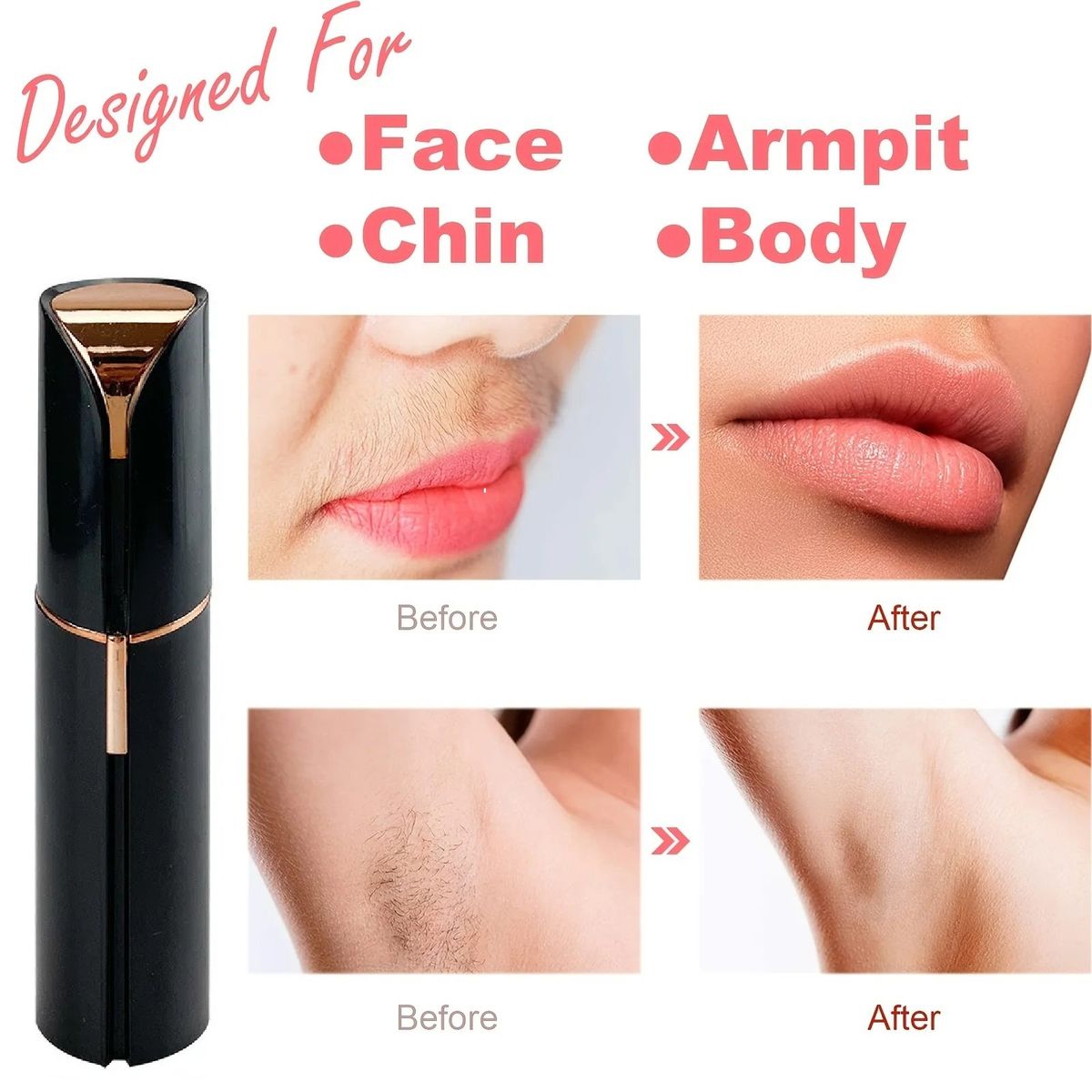 GENERICO - Depiladora Facial Mujer FlawLbss Flawless Negro Eléctrica Genieka