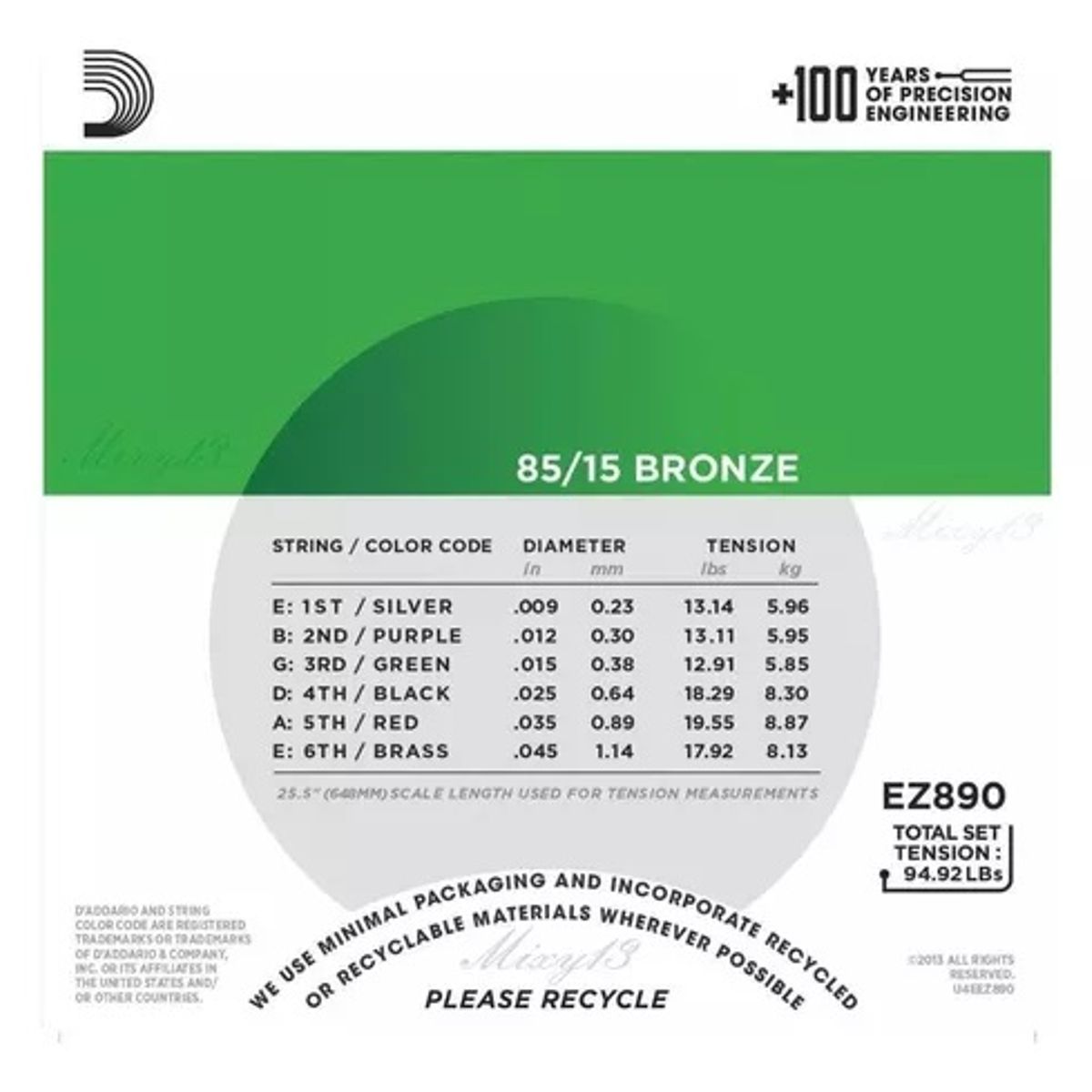 DADDARIO - Cuerdas Daddario Guitarra Acustica Ez890 09-45