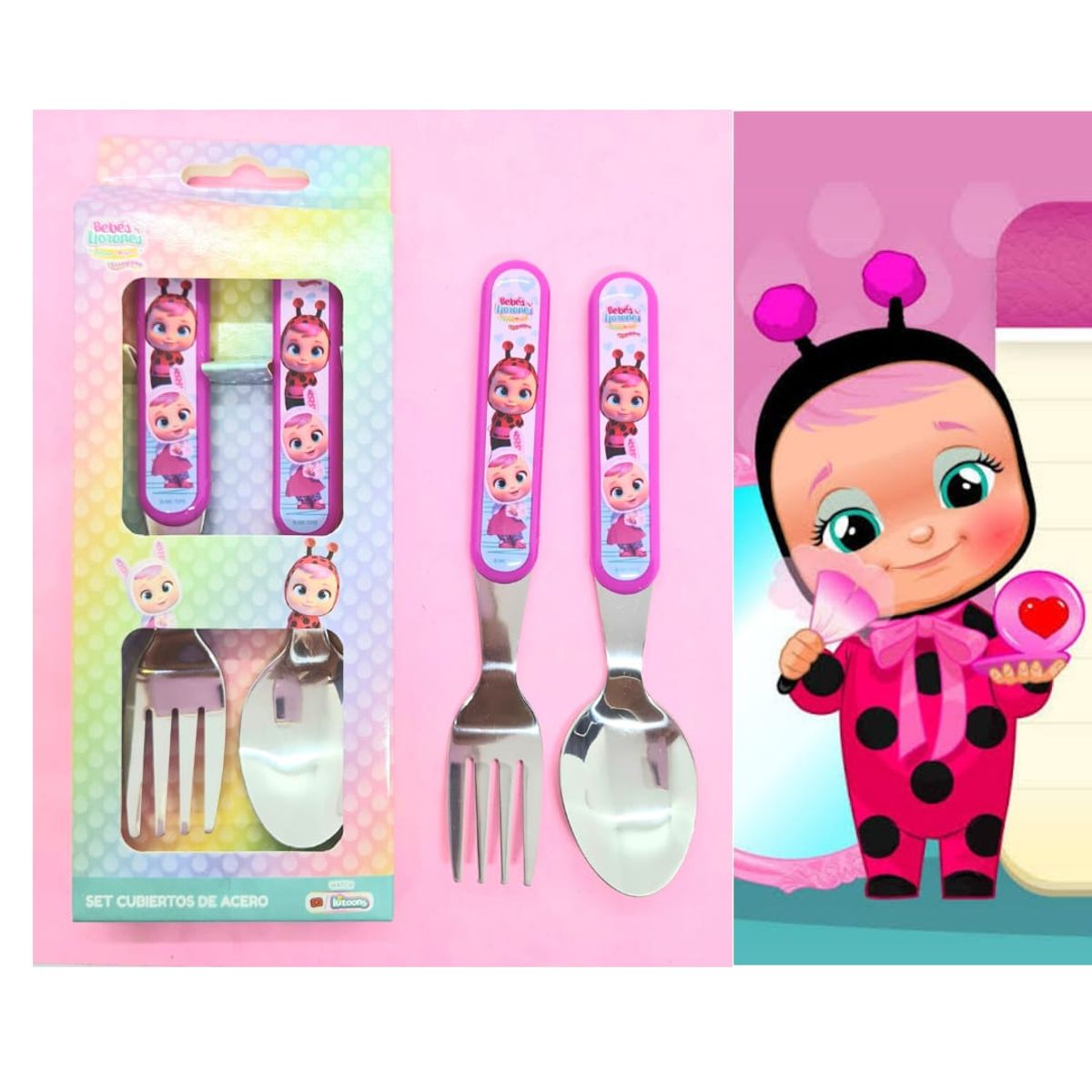 IMPORTADO MC - Set x2 cubiertos de acero Niños Bebes Llorones