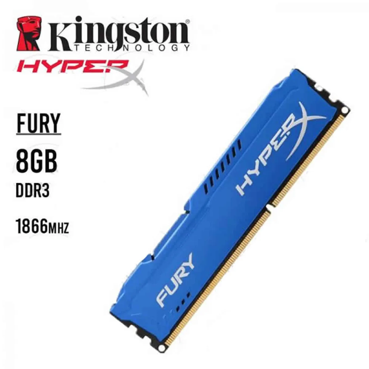 KINGSTON - Memoria RAM Kingston HyperX Fury Blue, 8GB, DDR3, 1600 MHz