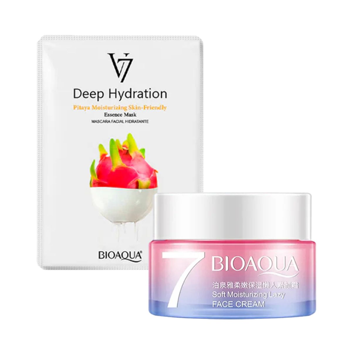 BIOAQUA - Crema Facial Aclaradora + Mascarilla Facial de Pitahaya V7