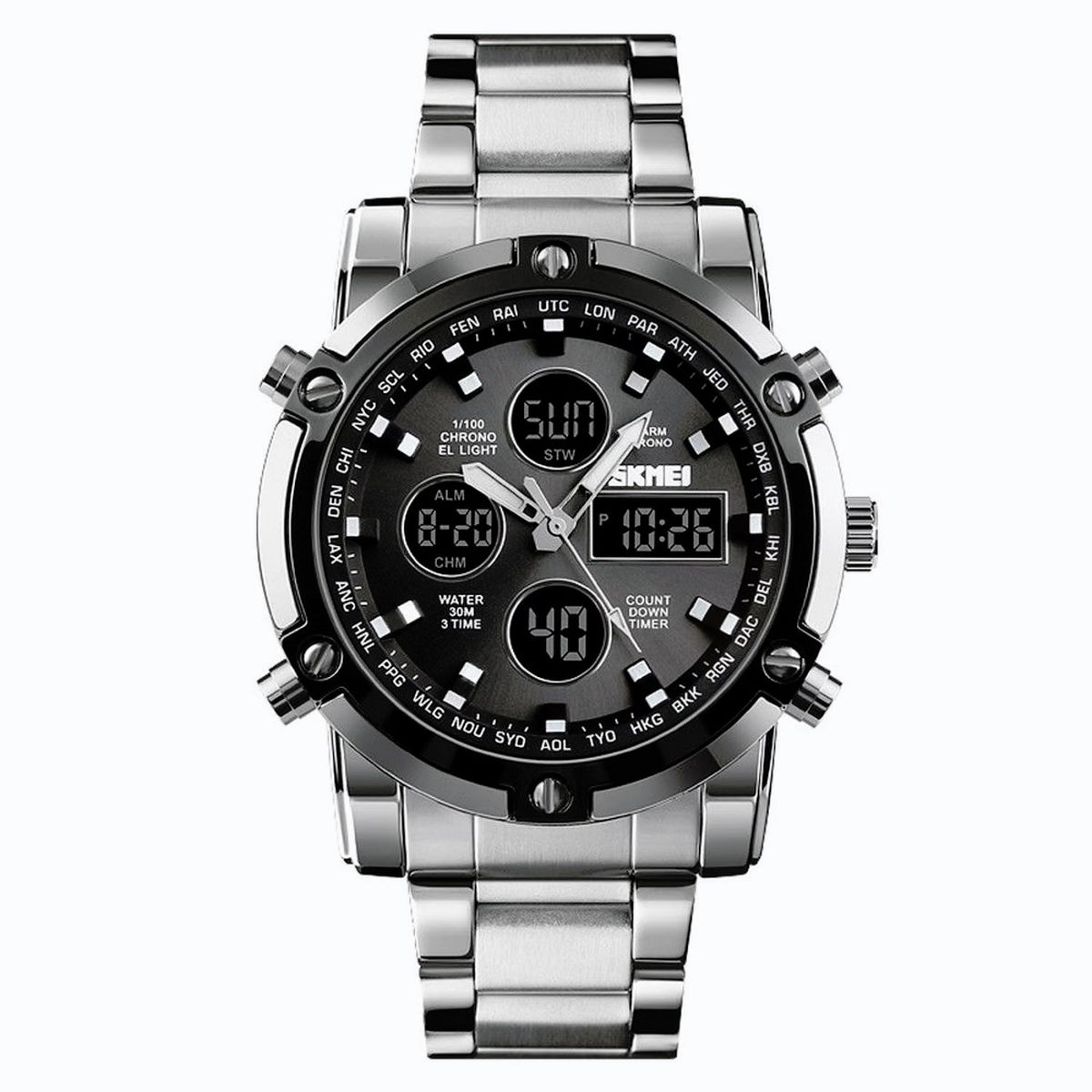 SKMEI - Reloj SKMEI Elegante Análogo-Digital 1389  PLATEADO