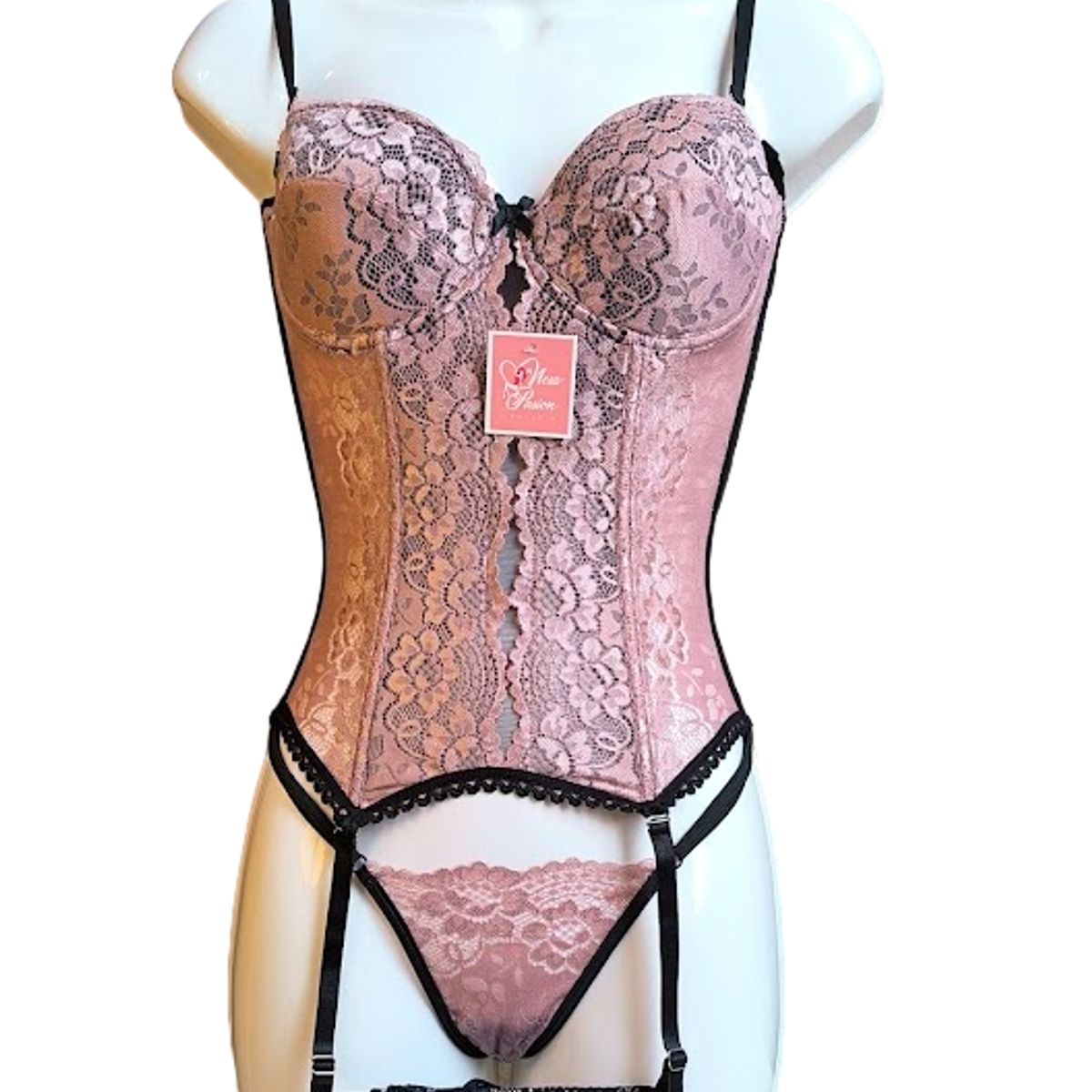 GENERICO - CORSET DE ENCAJE PORTALIGAS LENCERIA BUSTIER