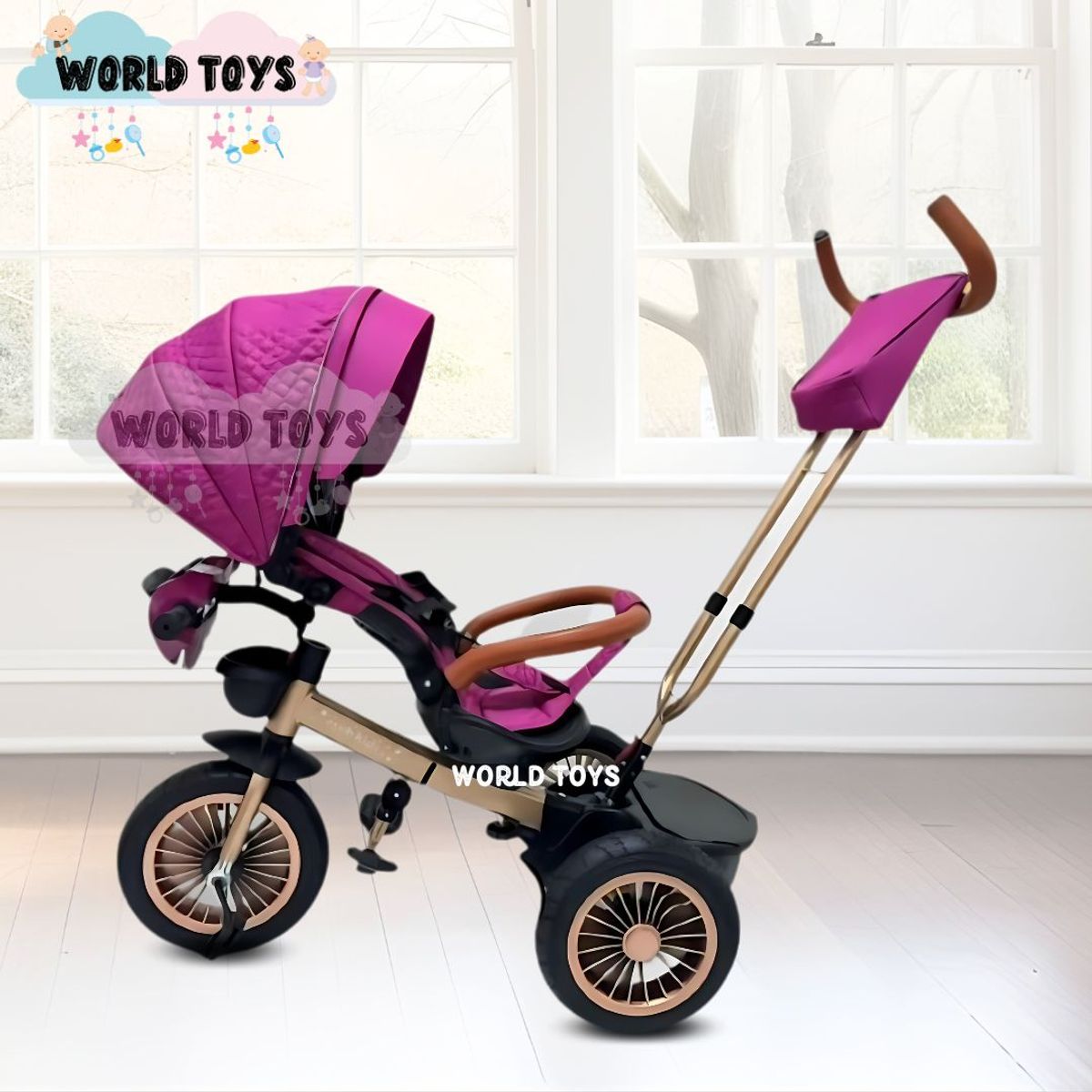KIDS - Triciclo Guiador «LUCIAN II» con Bluetooth Dark Pink
